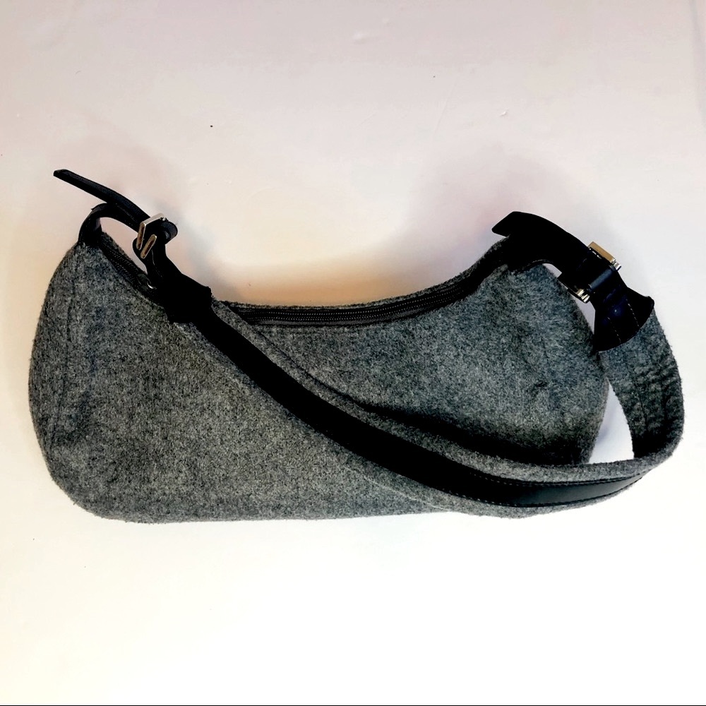 Apostrophe Shoulder Bag Purse Grey Faux Fur y2k 2000s 2010s